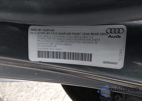 2012 Audi A7 Premium z USA, uszkodzony, nr VIN WAU3GAFC4CN156451
